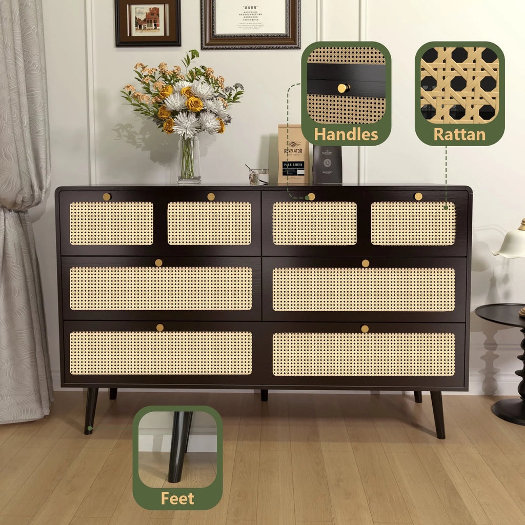 White Wood 6 Drawer Dresser K1741