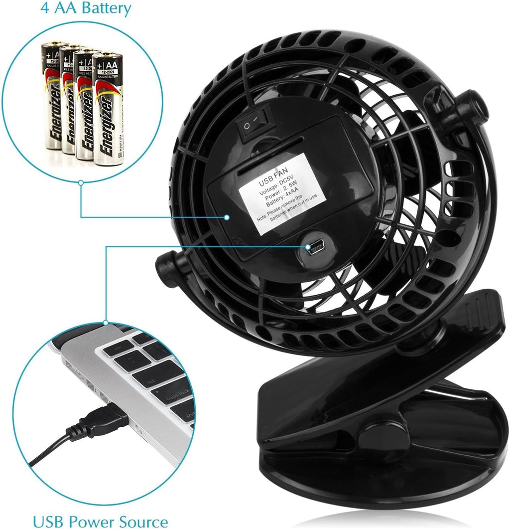 Battery Operated Fan with Clip, 5 Inch U212