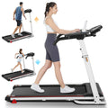 Folding Treadmill with Removable Desk, Adjustable Height, 300lb Weight Capacity, White D692557