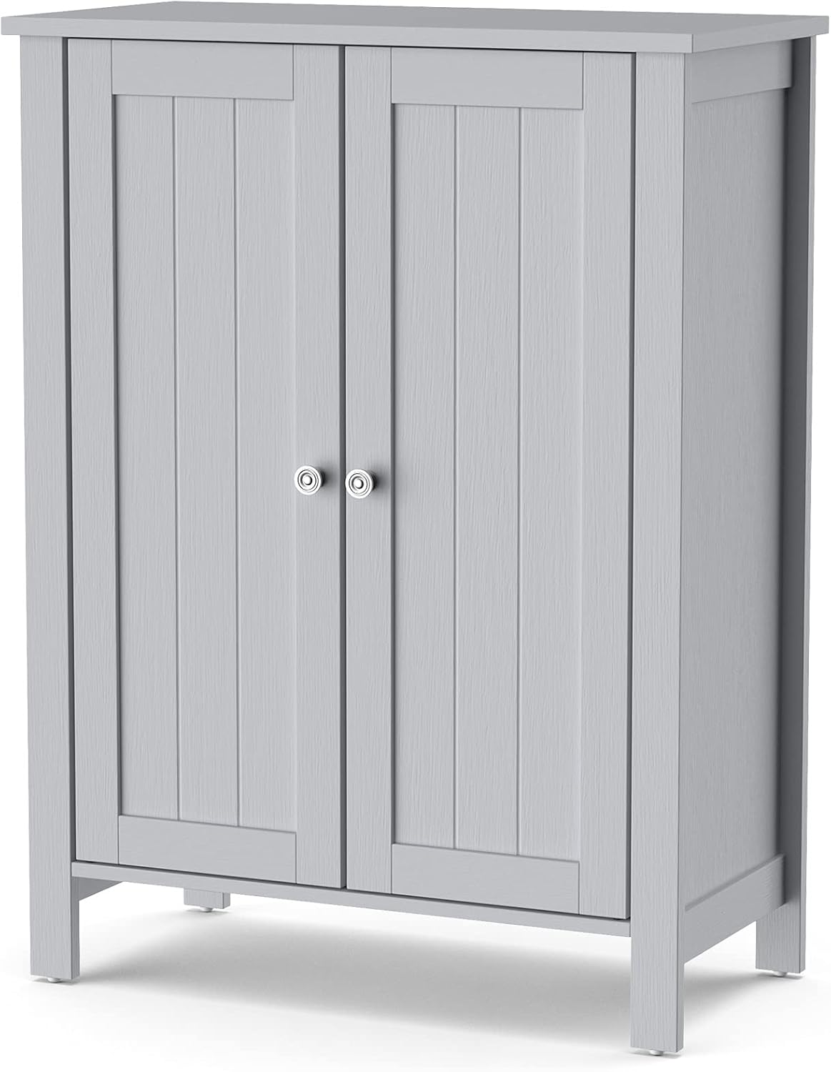 Brown 3 Tier Wooden Bathroom Floor Cabinet with Double Door Y3622