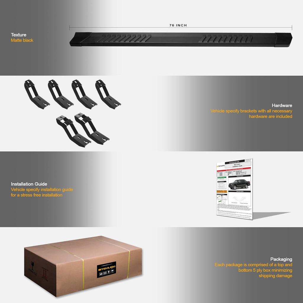 Aluminum Running Boards Matte Black U986
