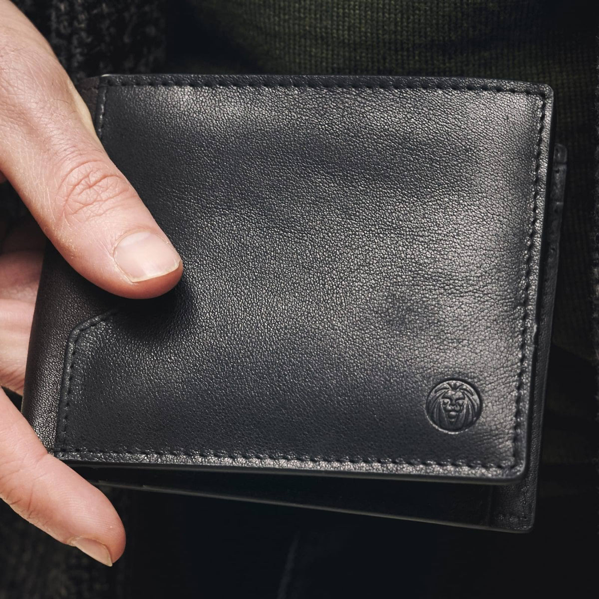 Black Leather RFID-Blocking Wallet W6688