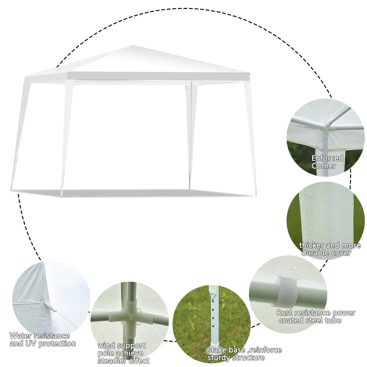 10'x10' Heavy Duty Outdoor Pavilion Tent White B604