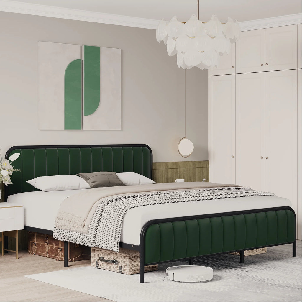 Velvet Bed Frame with Metal Legs Full Size F959