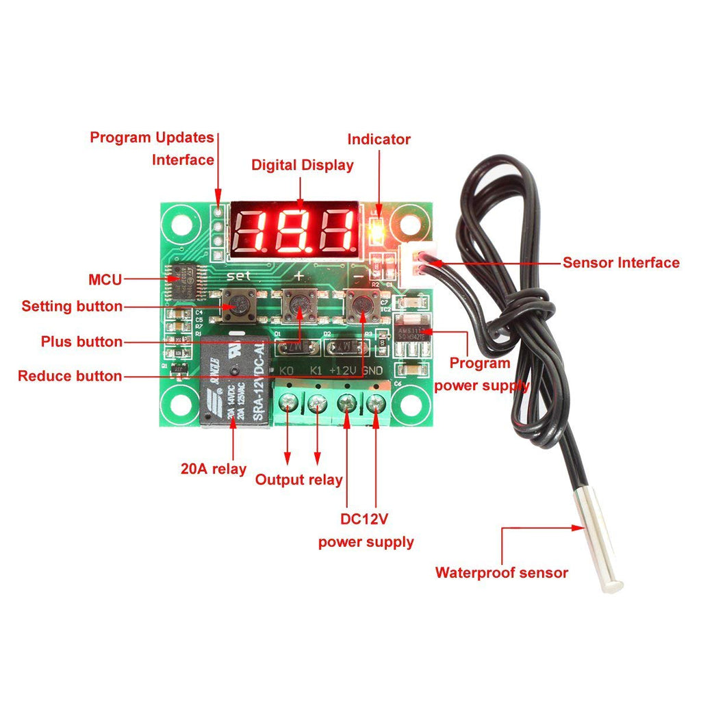 W1209 Digital Temperature Controller Module 3Pack with Case I5335