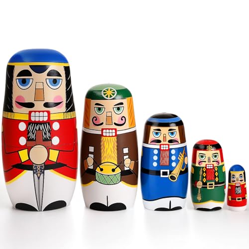 5 Pc Handmade Wooden Nesting Dolls H69769