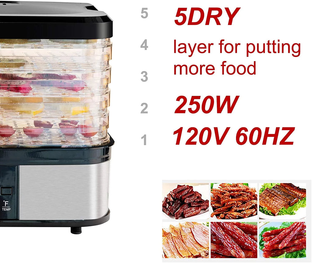 Electric Food Dehydrator with Adjustable Thermostat, 5-Tray I44129