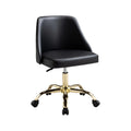 22 Inch Adjustable Swivel Office Chair Black Faux Leather Gold Metal B24839