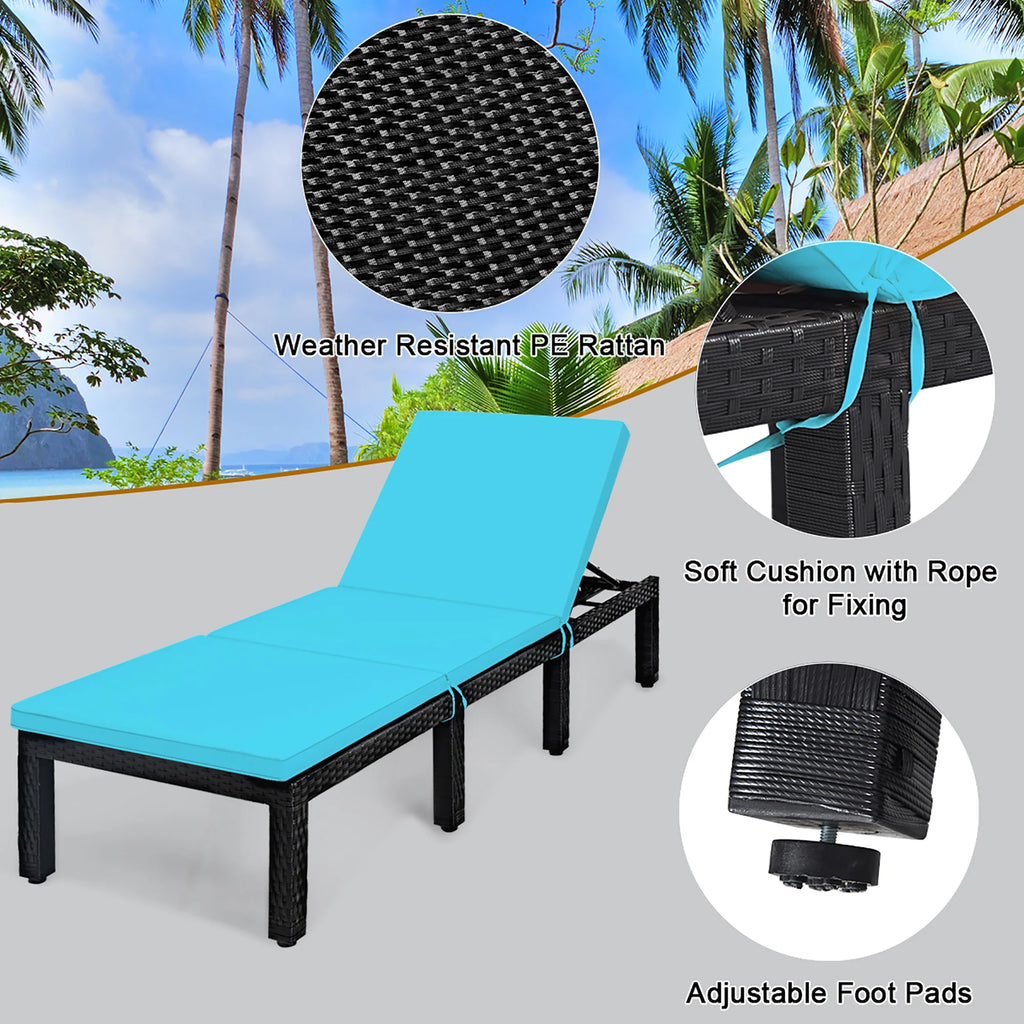 Patio Rattan Lounge Chair Height Adjustable Turquoise N5394