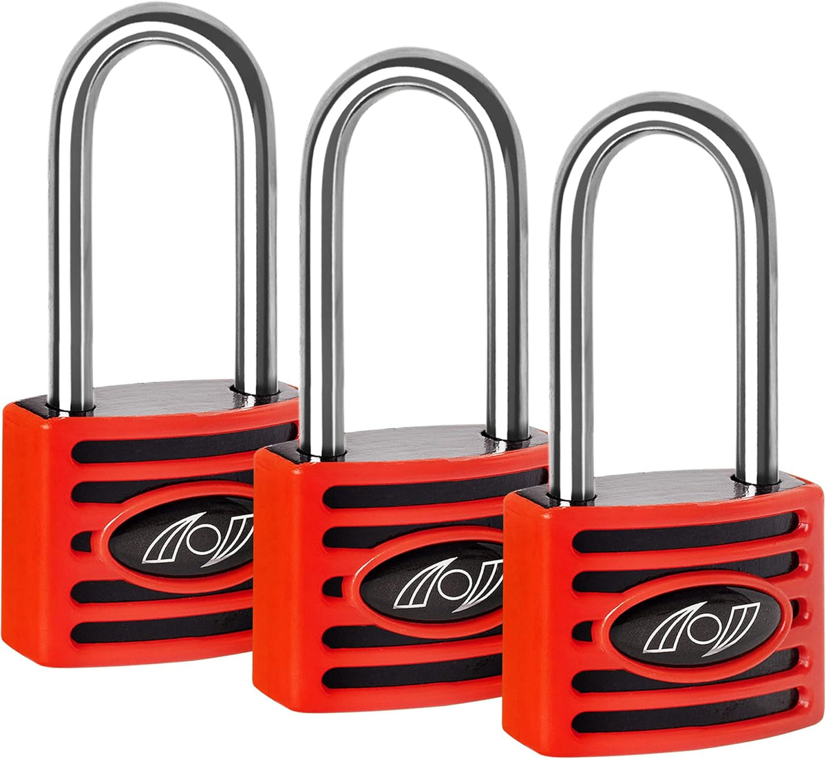 2.5 Inch Long Shackle Keyed Alike Padlocks 6 Pack Red A82251