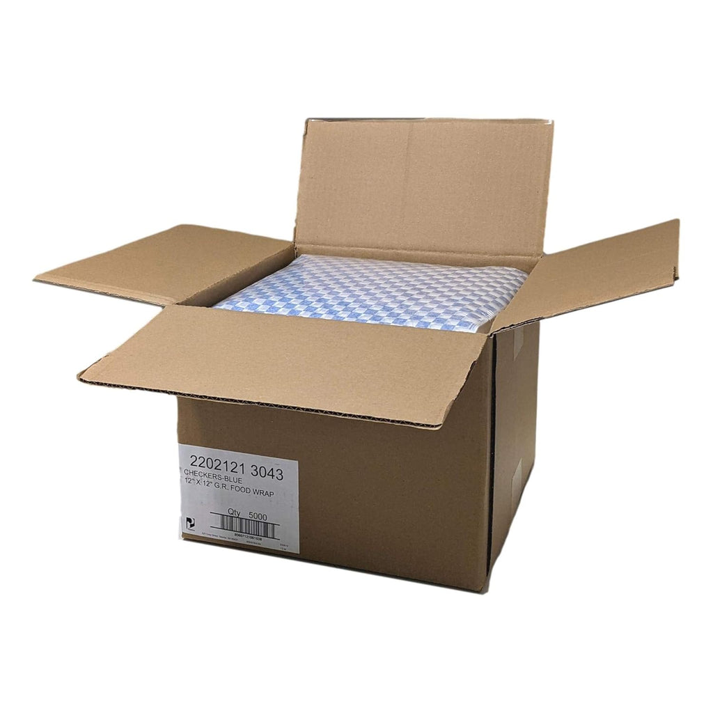 12 x 12 Black Checkers Grease-Resistant Food-Safe Deli Sandwich Wrap Paper Sheets/Basket Liners, Case of 5000 O295838