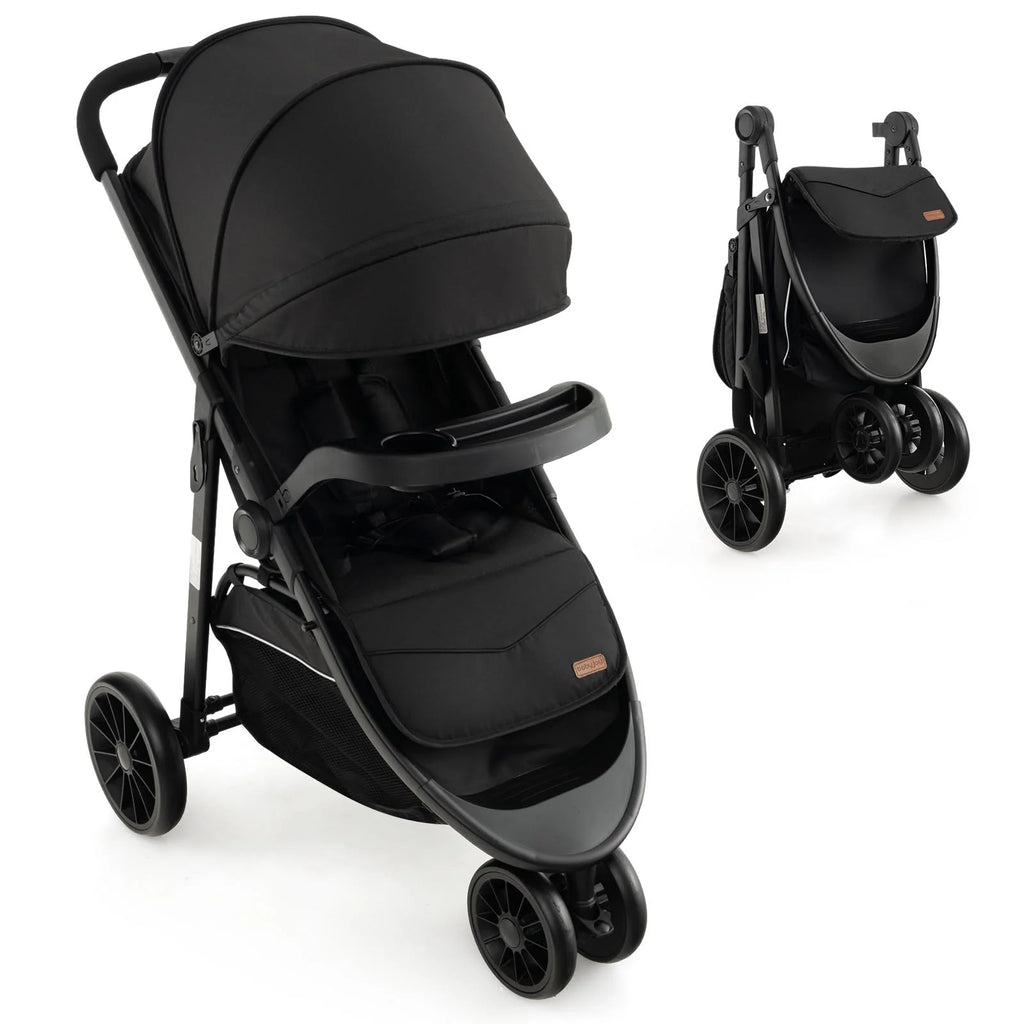 Baby Jogging Stroller Travel System with Adjustable Canopy Grey H818984
