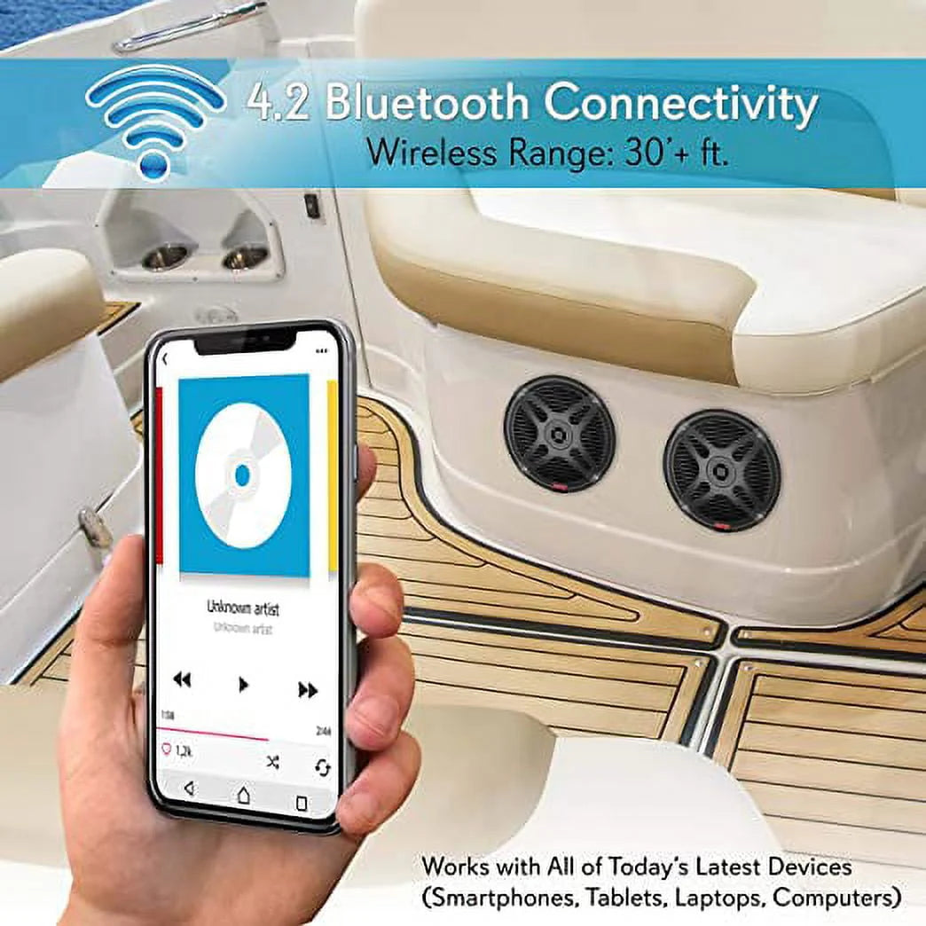 6.5 Inch 600 W 2 Way Waterproof Bluetooth Marine Speakers, Pair K860505