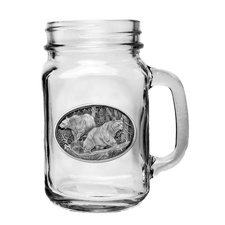 Black Bear Mason Jar Mug Set of 2 J622