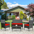 4 Pcs Outdoor Rattan Furniture Set with Turquoise Cushion A311001