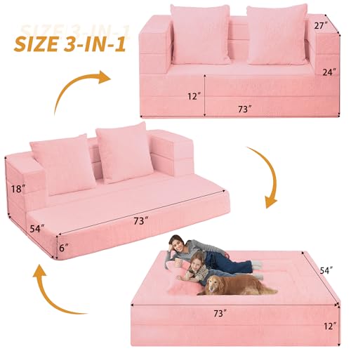 Faux Fur Convertible Bean Bag Sofa Bed with Pillow K65477