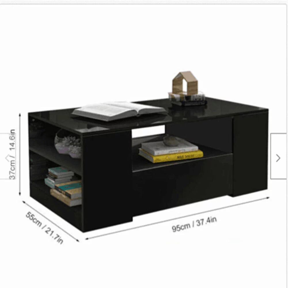Black Tea Table with 2 Drawers W93970