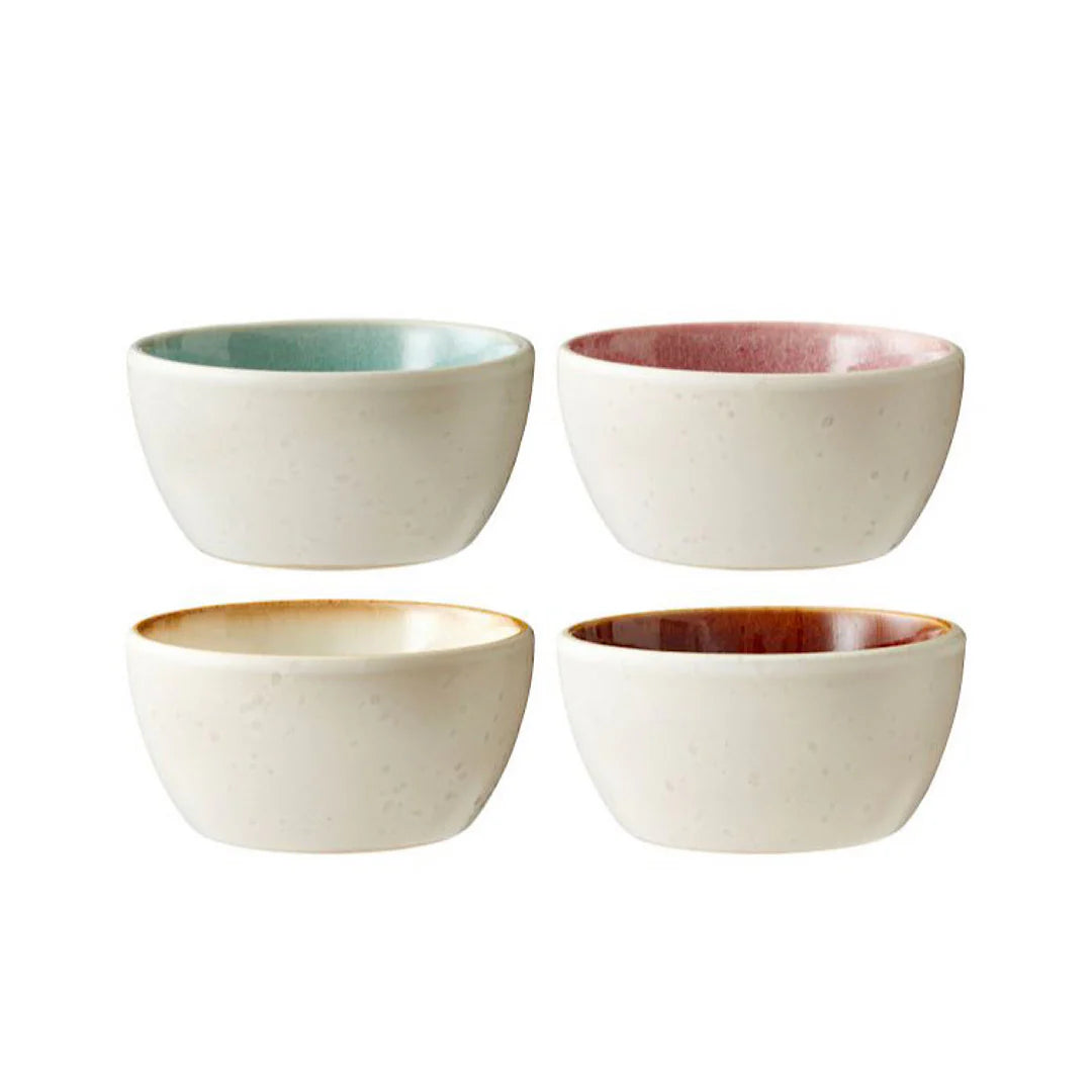 Stoneware Bowl 10 cm 4 Pcs Off-White Multicolored D792