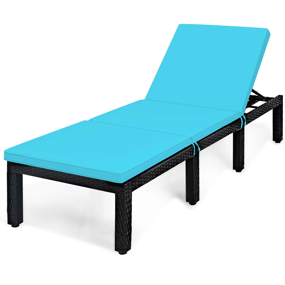 Patio Rattan Lounge Chair Height Adjustable Turquoise N5394