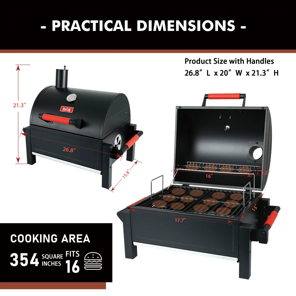 Portable Charcoal Grill with Cast Iron Grates Y187