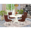 5 Piece Oval Dining Table and 4 Upholstered Chairs Y1346