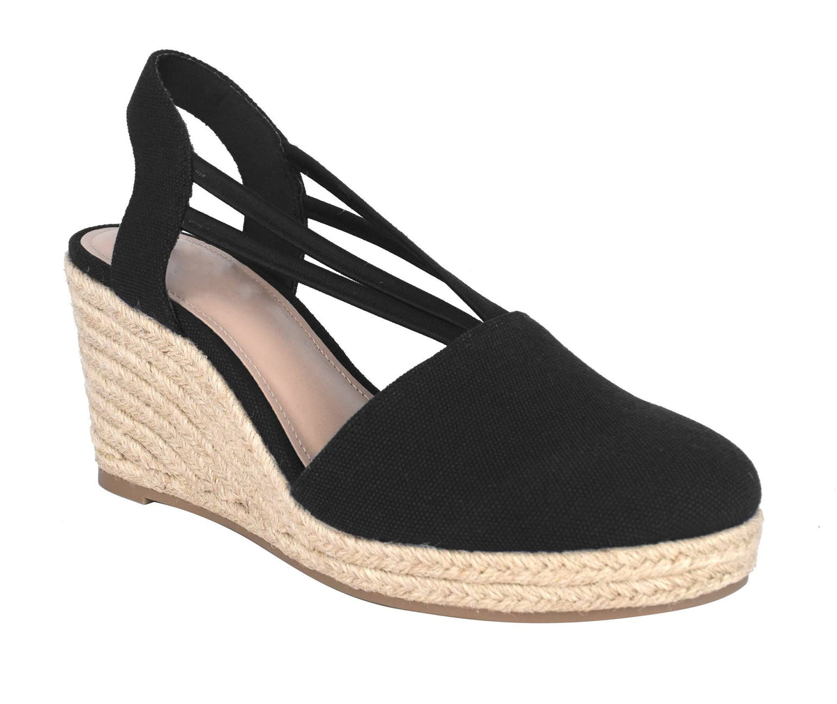 Black Espadrille Platform Wedge Q905916