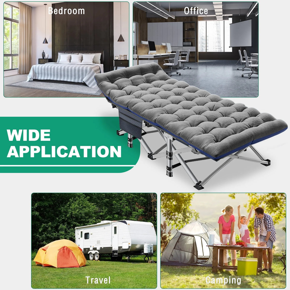 Folding Camping Cot with Mattress and Carry Bag K51563
