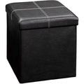 Black Leather Folding Storage Ottoman Bench K6301