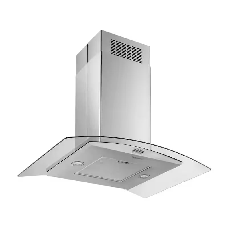 36 in. 400 CFM Curved Glass Island Mount Range Hood with Light in Stainless Steel E438