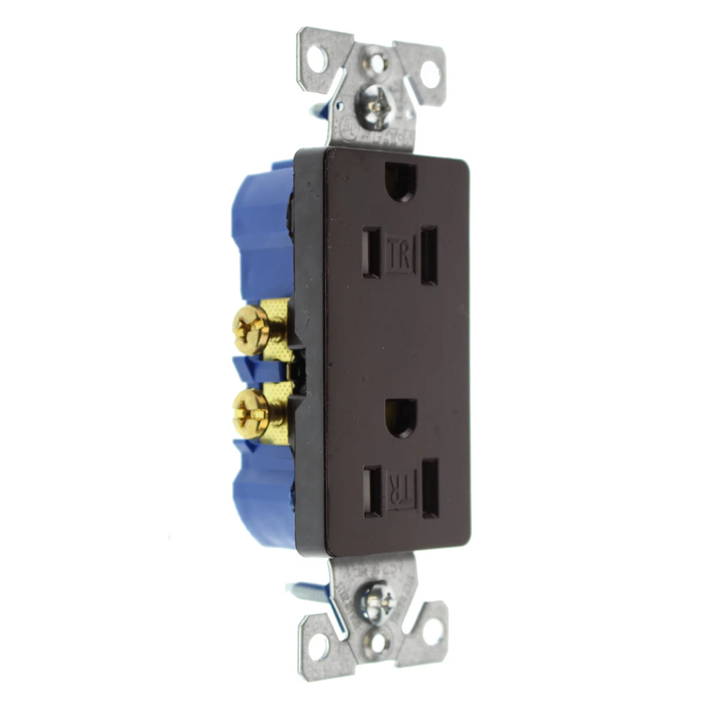 Duplex Decorator Receptacle Outlet, 15-Amp, 120-Volt, Brown, 32-Pack I95692