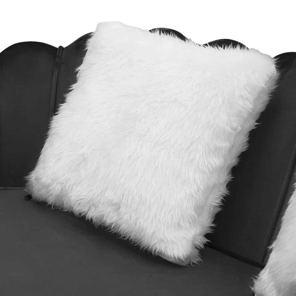 Black Tufted Velvet Loveseat with Pillows V7388
