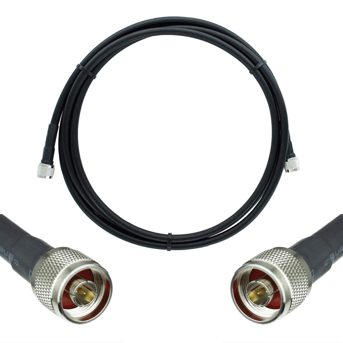 50-ohm N-Male to N-Male Black Coax Cable 60ft S151