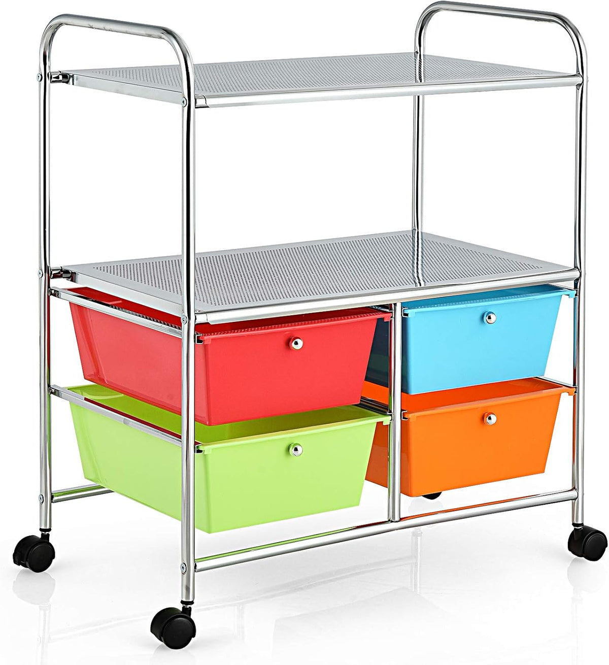 Rolling Storage Cart with 4 Drawers 2 Shelves Z772946