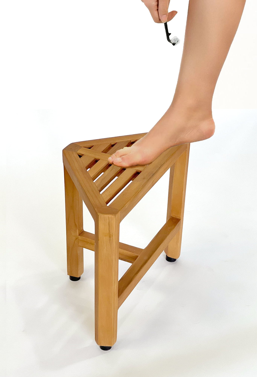 Solid Teak Corner Foot Stool Side Table T7108