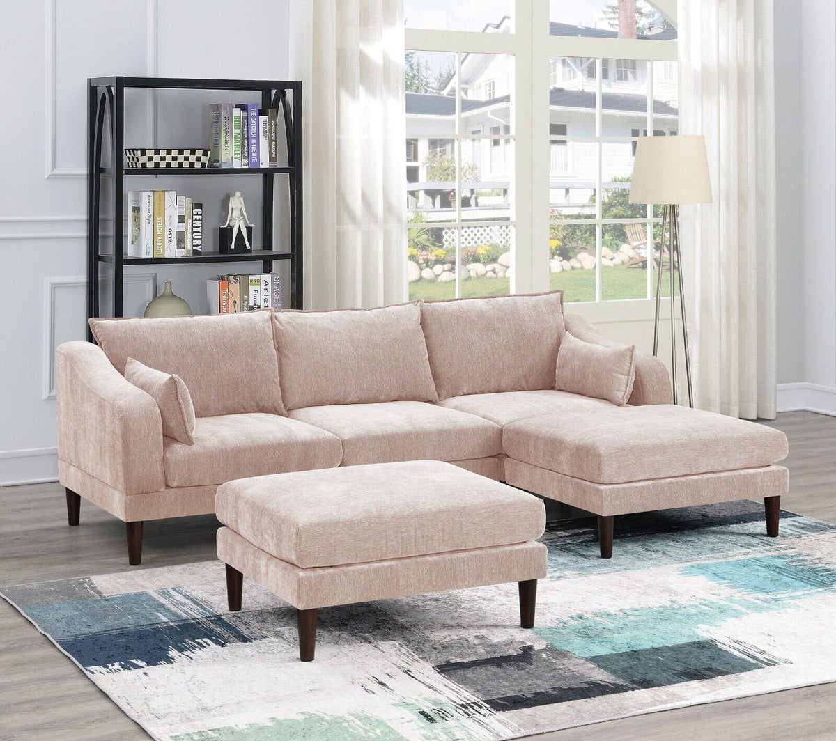 5pc Modular Sectional Set with Armless Chair Corner Wedge and Ottoman G532834