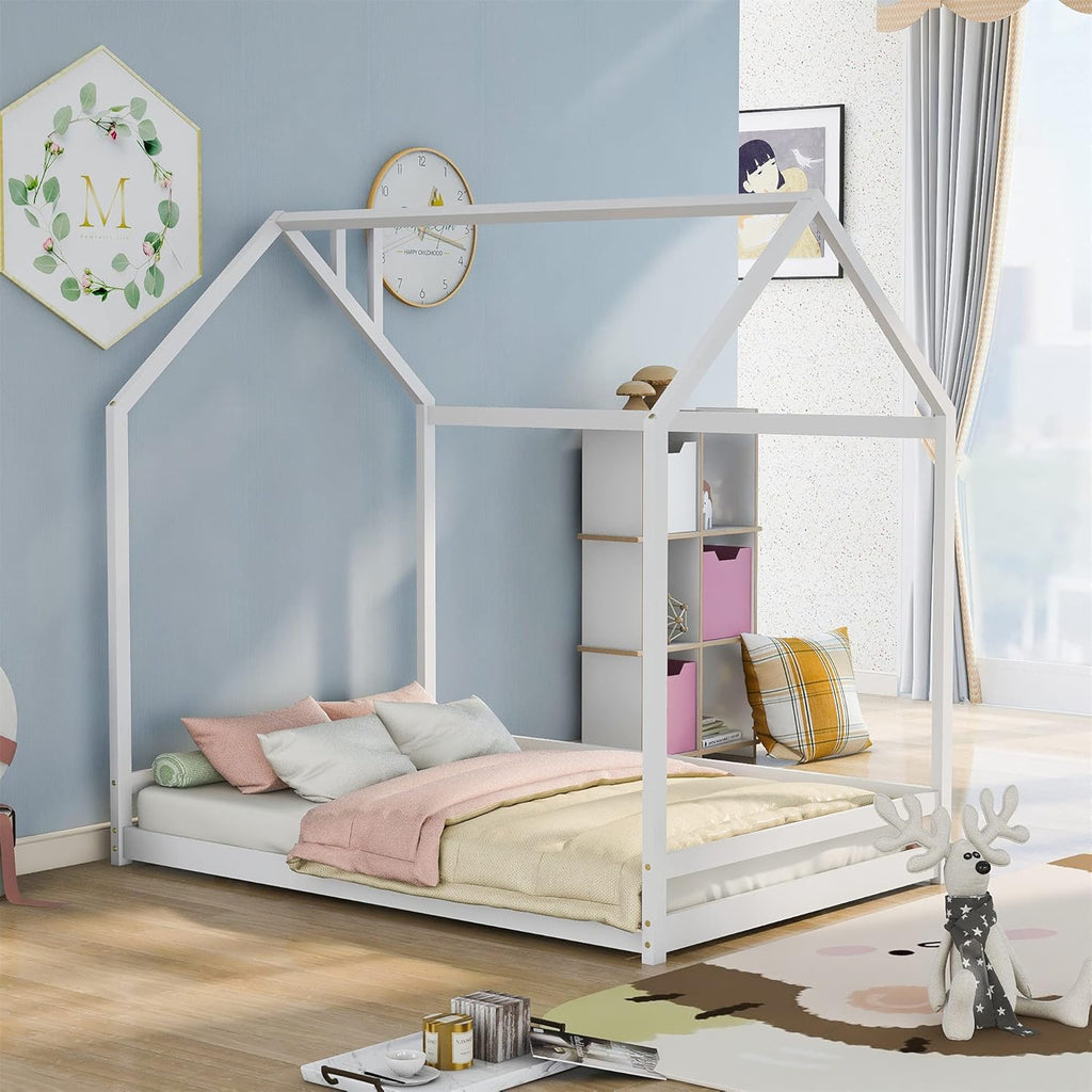 Twin Size White Wooden House Bed F609967