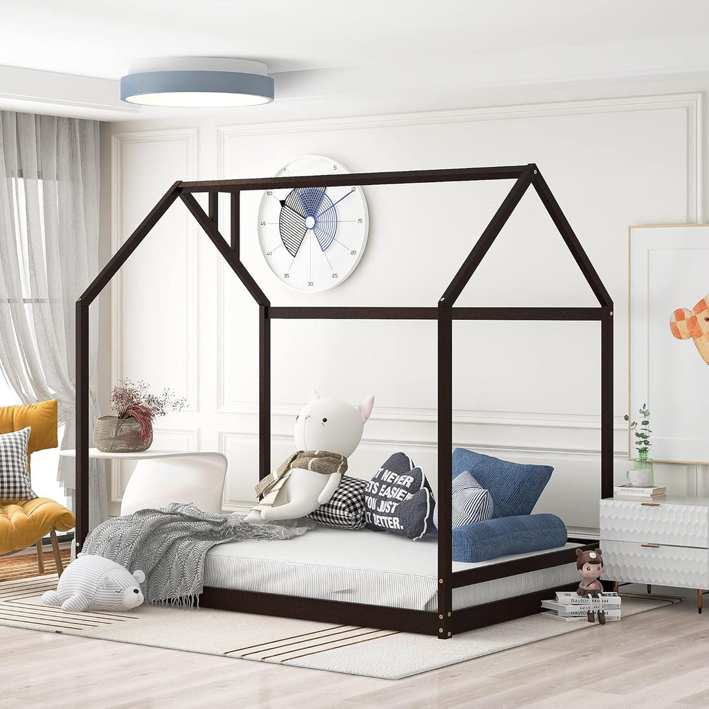 Twin Size White Wooden House Bed F609967