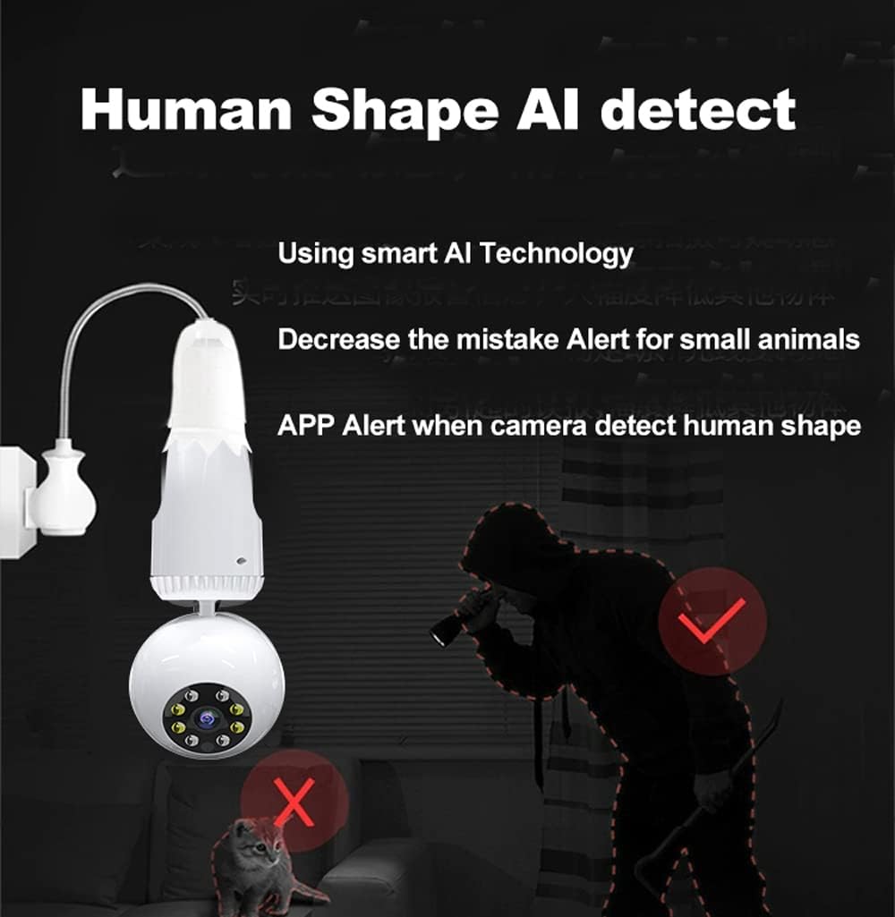 2MP 1080P Wireless PTZ Security Camera with E27 Bulb Connector D218