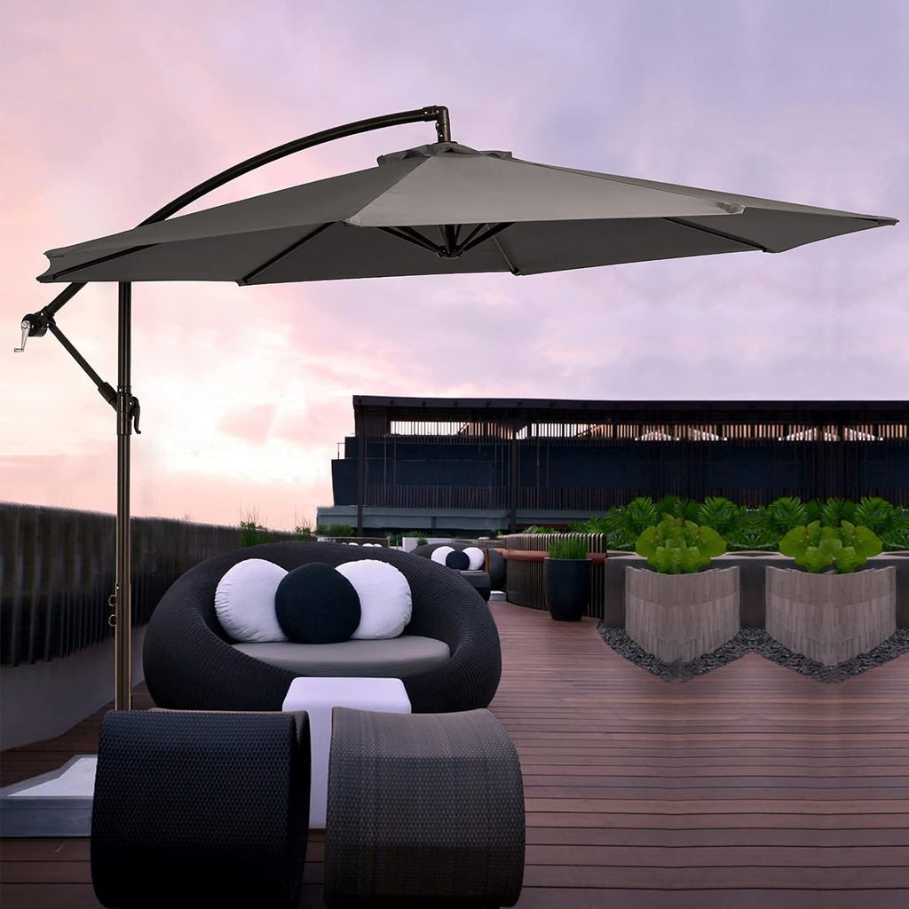 10ft Offset Cantilever Patio Umbrella with Cross Base Z268860