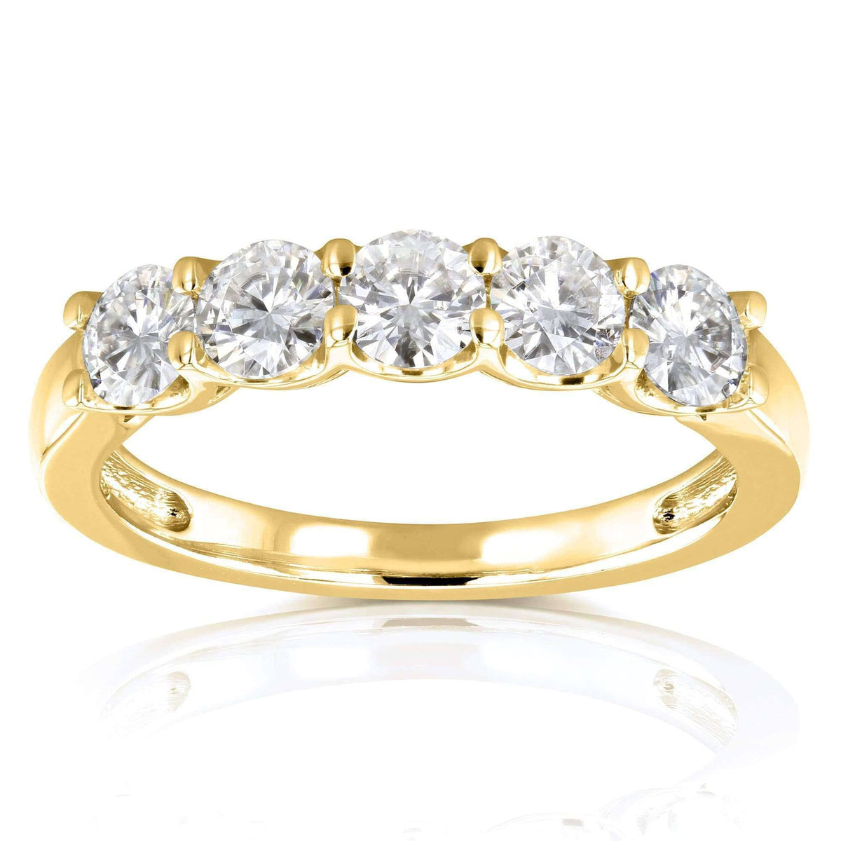 4/5 Carat Round Brilliant Moissanite Wedding Band in 14K Yellow Gold X8402