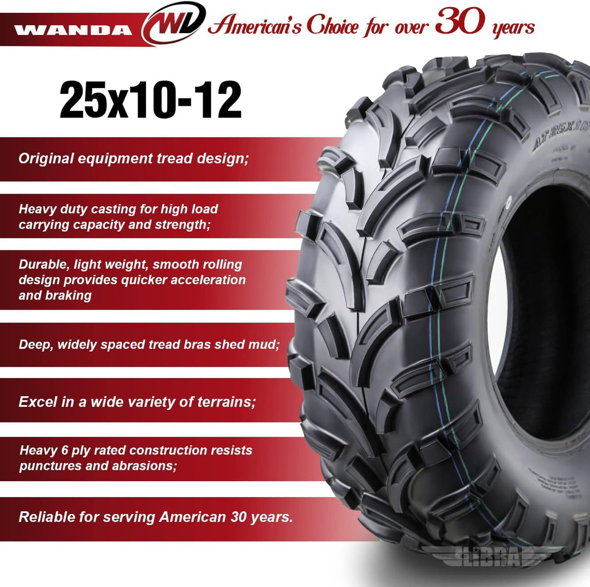 Set of 4 ATV UTV Tires 25x10-12 6PR G34487