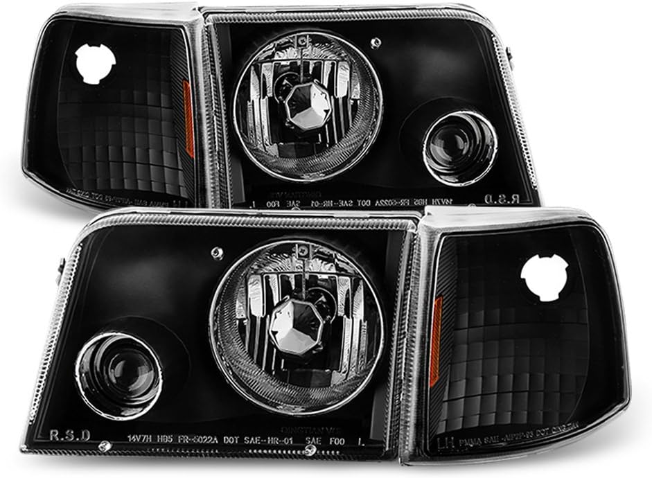 Black Headlights + Corner Signal Lamps with Fog Lights X51737