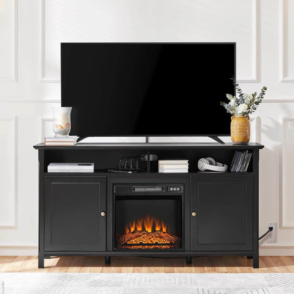 Black TV Stand with Doors up to 65 in R7756