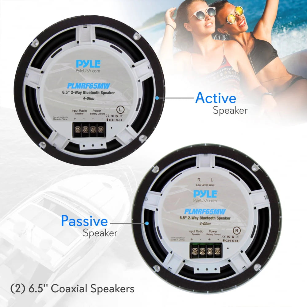 6.5 Inch 600 W 2 Way Waterproof Bluetooth Marine Speakers, Pair K860505