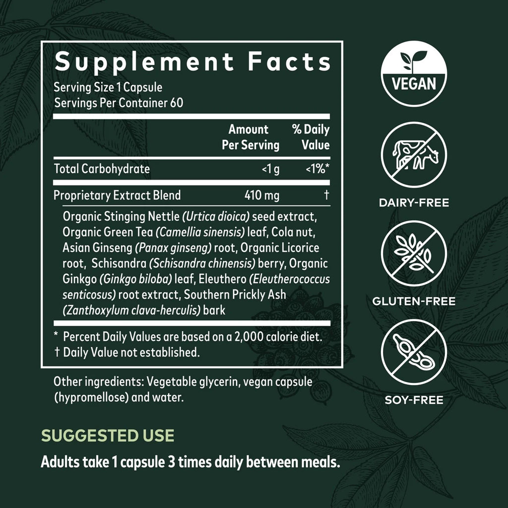 Energy Vitality 60 Vegan Liquid Phyto-Caps U1044