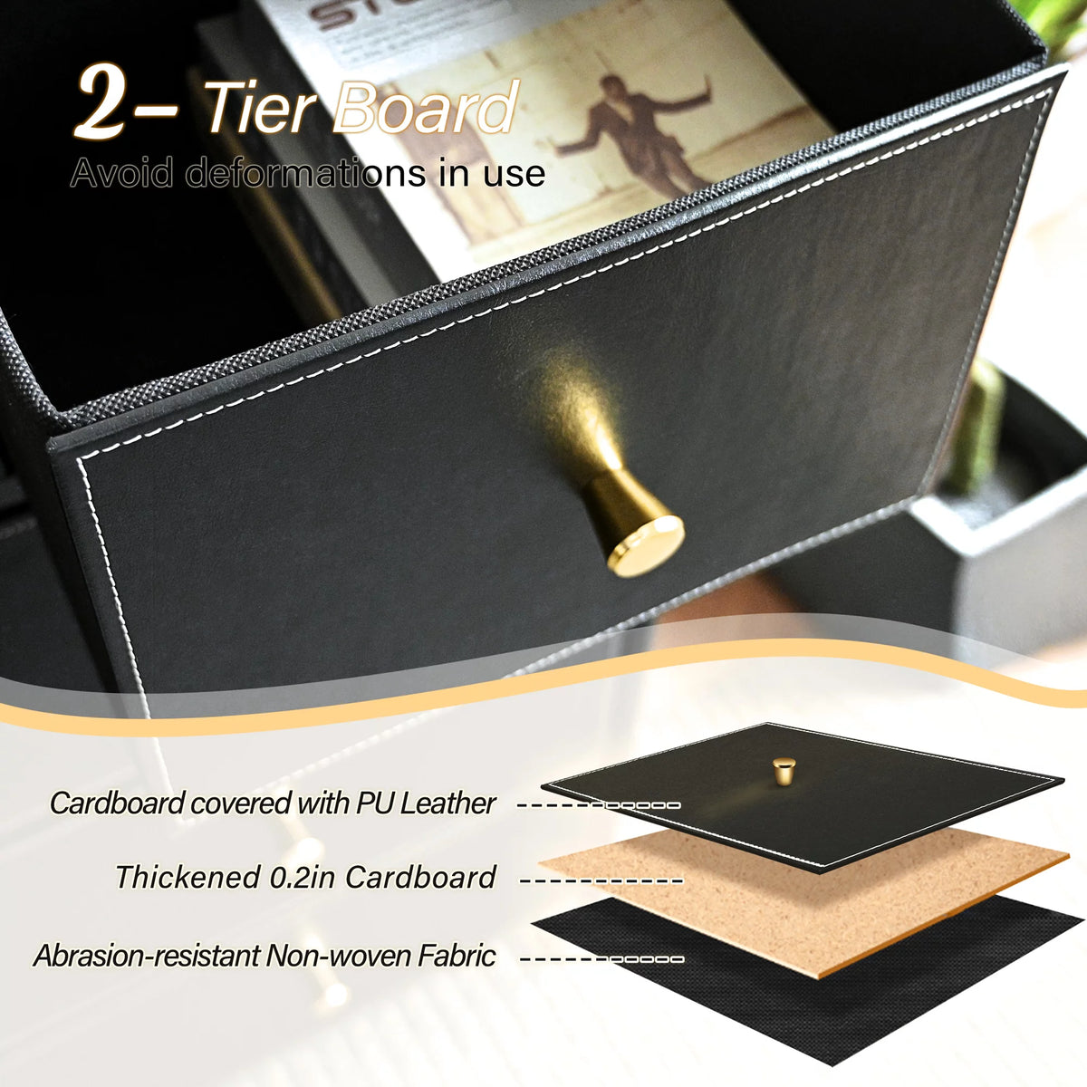 Black 3 Drawer Fabric Dresser B8798