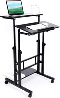 Black Portable Standing Desk with Wheels C479