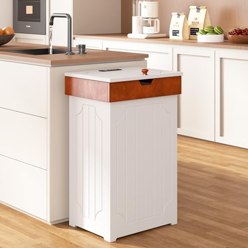 Black 13 Gallon Wooden Trash Can Cabinet R11359