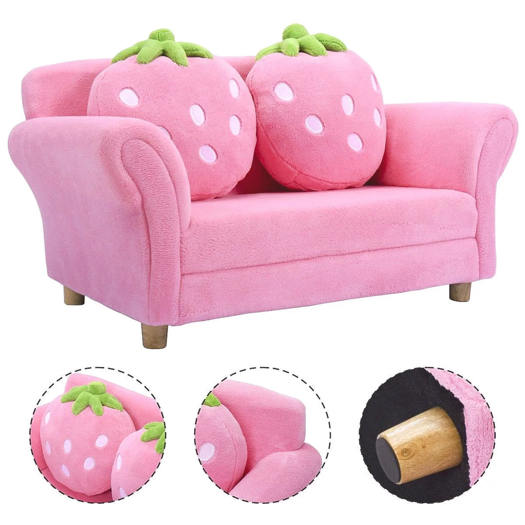 Kids Sofa Armrest Chair with 2 Pillow Pink I724784
