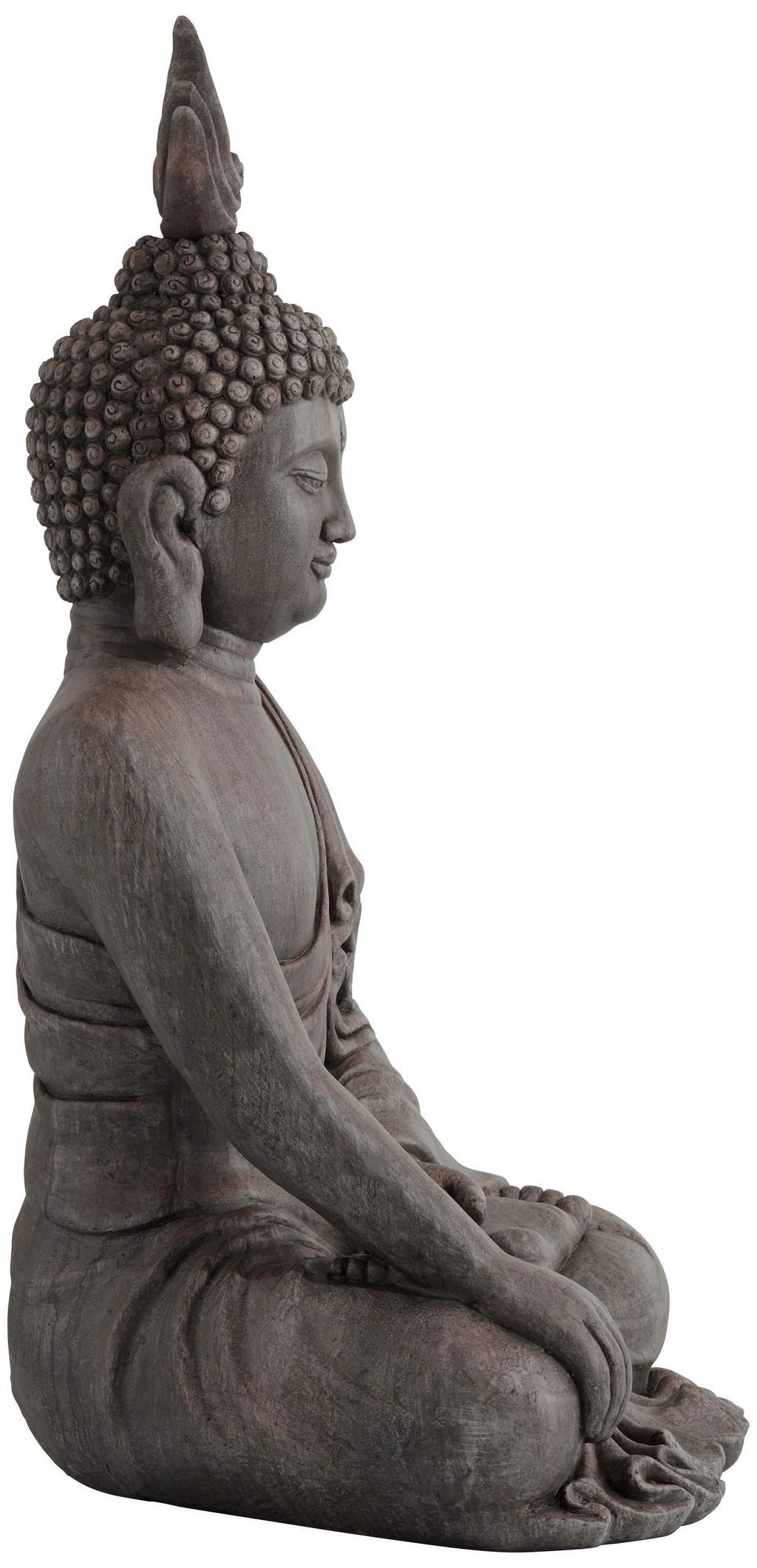 Large Sitting Buddha Statue Sculpture Stone Gray Finish 42" Tall I236
